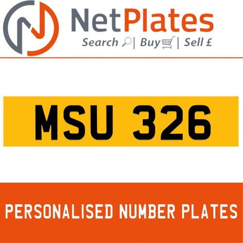 1990 MSU 326 PERSONALISED PRIVATE CHERISHED DVLA NUMBER PLATE For Sale