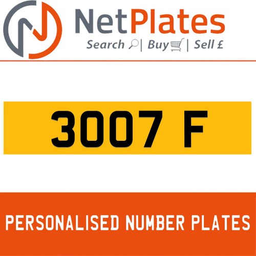 1990 3007 F PERSONALISED PRIVATE CHERISHED DVLA NUMBER PLATE For Sale