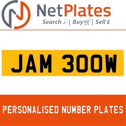 1990 JAM 300W PERSONALISED PRIVATE CHERISHED DVLA NUMBER PLATE For Sale