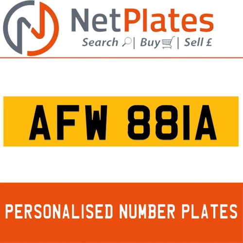 1990 AFW 881A PERSONALISED PRIVATE CHERISHED DVLA NUMBER PLATE In vendita