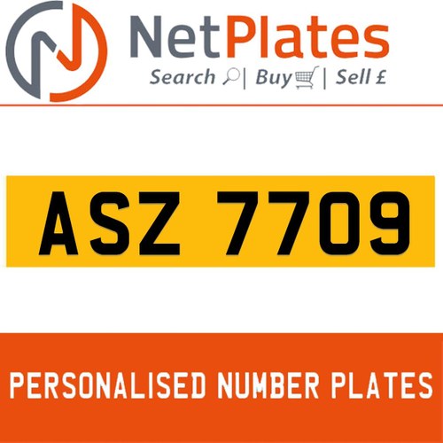 1990 ASZ 7709 PERSONALISED PRIVATE CHERISHED DVLA NUMBER PLATE For Sale