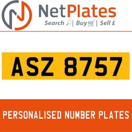 1990 ASZ 8757 PERSONALISED PRIVATE CHERISHED DVLA NUMBER PLATE In vendita