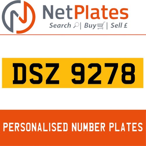 1990 DSZ 9278 PERSONALISED PRIVATE CHERISHED DVLA NUMBER PLATE For Sale