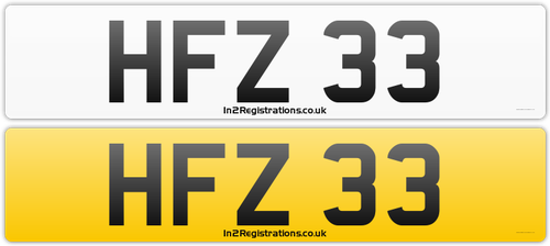 0000 HFZ 33 Dateless cherished registration number plate VENDIDO
