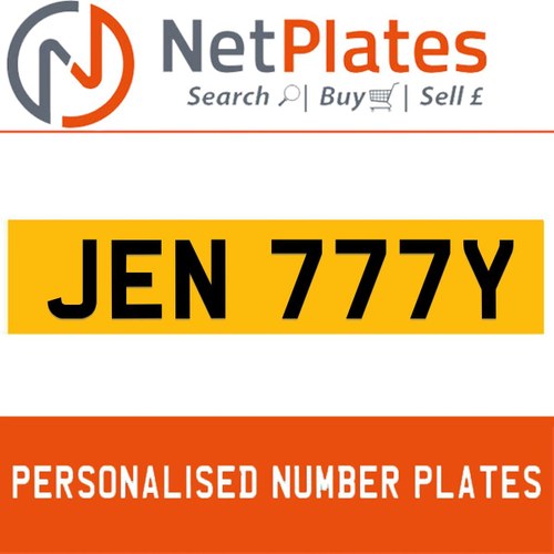 1963 JEN 777Y Private Number Plate from NetPlates Ltd In vendita