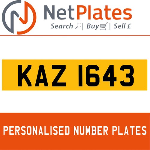 1963 KAZ 1643 Private Number Plate from NetPlates Ltd In vendita