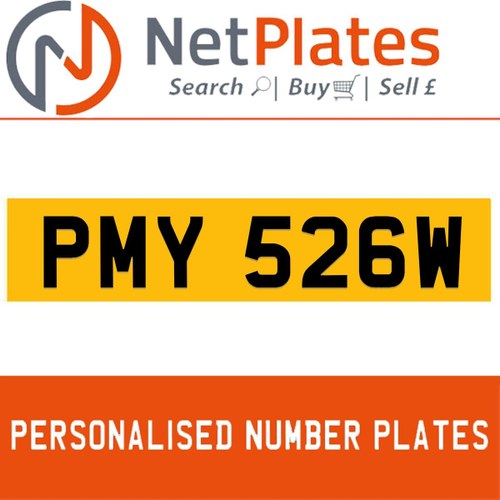1900 PMY 526W PERSONALISED PRIVATE CHERISHED DVLA NUMBER PLATE In vendita