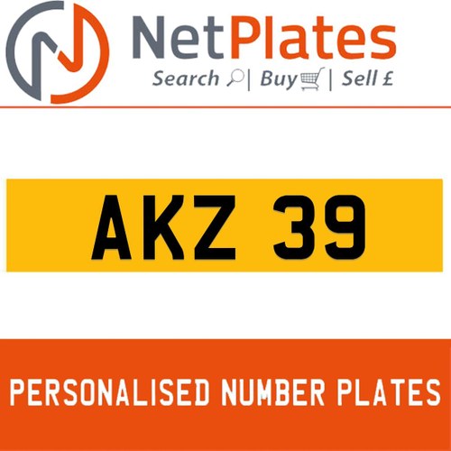 1900 AKZ 39 PERSONALISED PRIVATE CHERISHED DVLA NUMBER PLATE In vendita