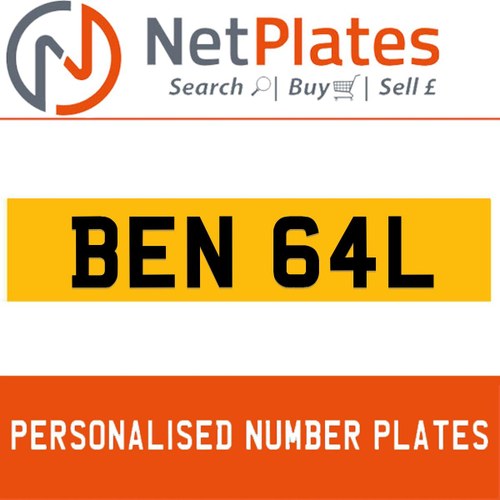 1900 BEN 64L PERSONALISED PRIVATE CHERISHED DVLA NUMBER PLATE For Sale