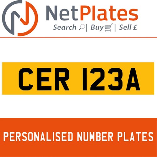 1900 CER 123A PERSONALISED PRIVATE CHERISHED DVLA NUMBER PLATE For Sale