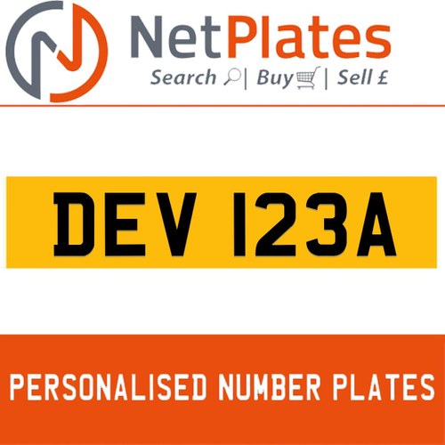 1900 DEV 123A PERSONALISED PRIVATE CHERISHED DVLA NUMBER PLATE For Sale