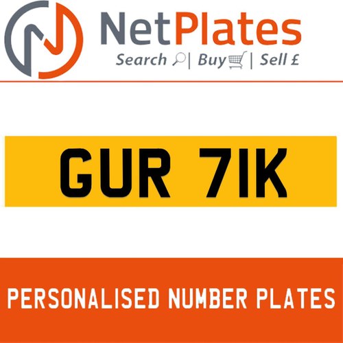 1900 GUR 71K PERSONALISED PRIVATE CHERISHED DVLA NUMBER PLATE For Sale