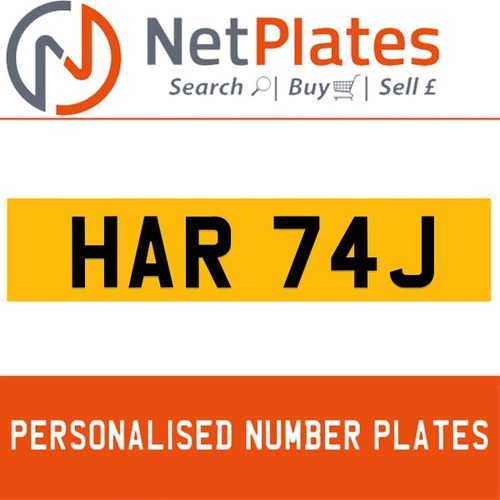 1900 HAR 74J PERSONALISED PRIVATE CHERISHED DVLA NUMBER PLATE For Sale