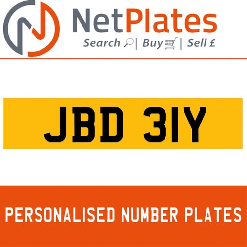 1900 JBD 31Y PERSONALISED PRIVATE CHERISHED DVLA NUMBER PLATE For Sale