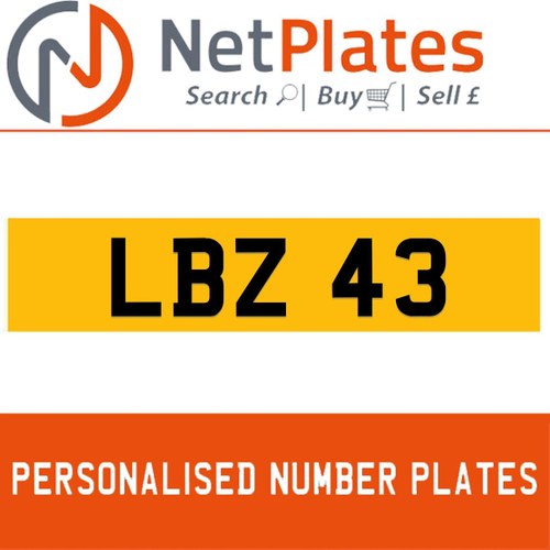 1900 LBZ 43 PERSONALISED PRIVATE CHERISHED DVLA NUMBER PLATE In vendita