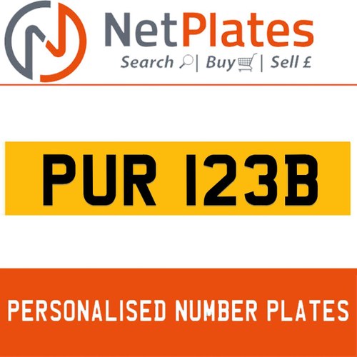 1900 PUR 123B PERSONALISED PRIVATE CHERISHED DVLA NUMBER PLATE For Sale