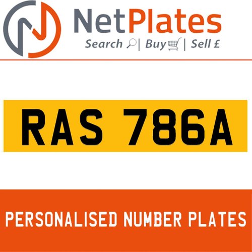 1900 RAS 786A PERSONALISED PRIVATE CHERISHED DVLA NUMBER PLATE In vendita