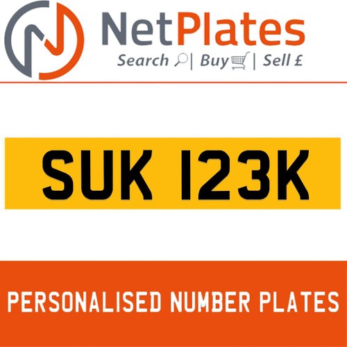 1971 SUK 123K PERSONALISED PRIVATE CHERISHED DVLA NUMBER PLATE For Sale