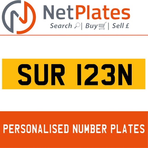 1974 SUR 123N PERSONALISED PRIVATE CHERISHED DVLA NUMBER PLATE For Sale