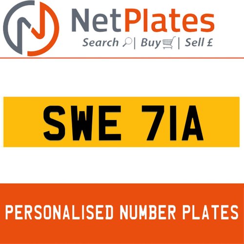 1963 SWE 71A PERSONALISED PRIVATE CHERISHED DVLA NUMBER PLATE In vendita