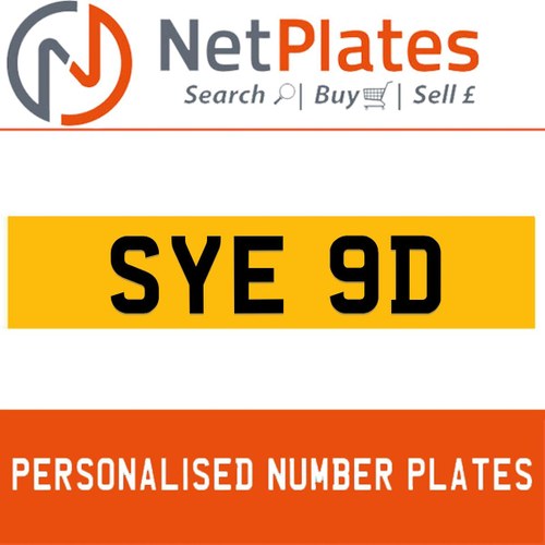 1966 SYE 9D PERSONALISED PRIVATE CHERISHED DVLA NUMBER PLATE For Sale