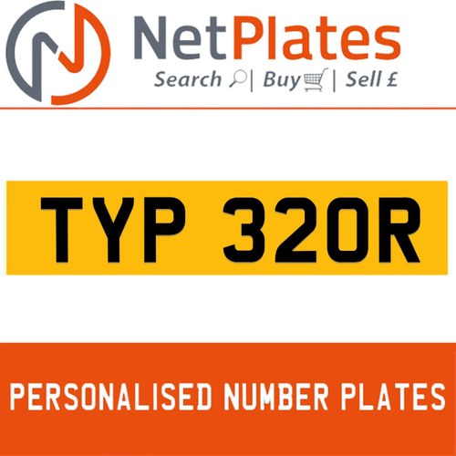 1976 TYP 320R PERSONALISED PRIVATE CHERISHED DVLA NUMBER PLATE In vendita
