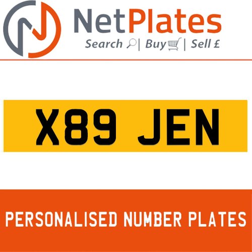 2000 X89 JEN PERSONALISED PRIVATE CHERISHED DVLA NUMBER PLATE For Sale
