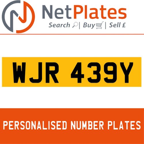 1900 WJR 439Y PERSONALISED PRIVATE CHERISHED DVLA NUMBER PLATE For Sale