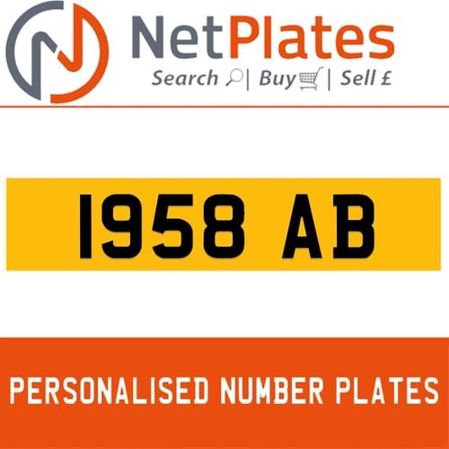 1900 1958 AB PERSONALISED PRIVATE CHERISHED DVLA NUMBER PLATE For Sale