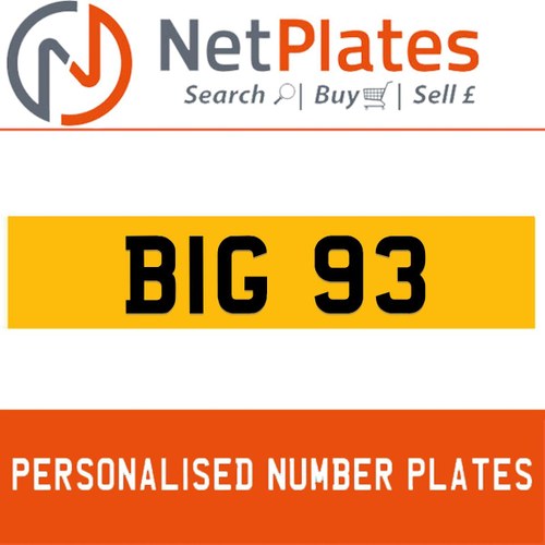 1900 BIG 93 PERSONALISED PRIVATE CHERISHED DVLA NUMBER PLATE For Sale