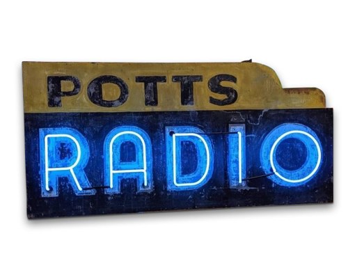 Potts Radio Double-Sided Neon Sign For Sale by Auction