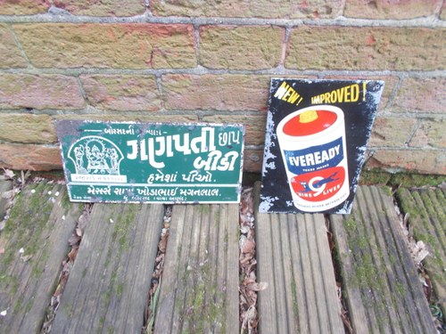 1960 2 x Indian enamel and tin signs rare and original  For Sale