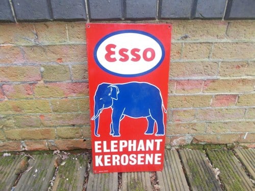 1930 Esso ELEPHANT OIL KEROSENE VINTAGE ENAMEL SIGN  For Sale