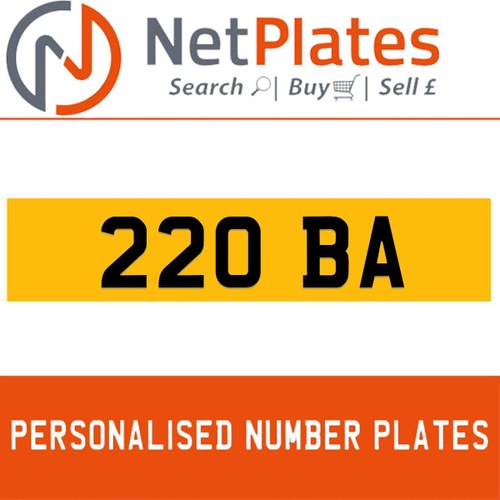 1900 220 BA PERSONALISED PRIVATE CHERISHED DVLA NUMBER PLATE For Sale