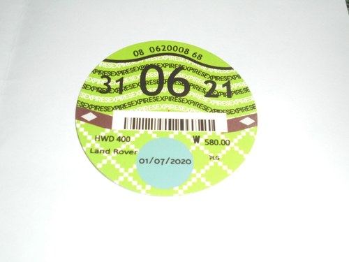 Road Tax Disc 2021. For Sale