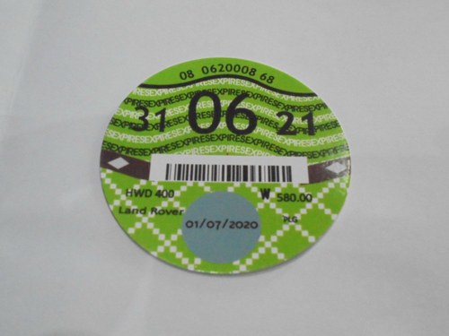 Road Tax Disc 2021. For Sale