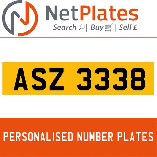 1900 ASZ 3338 Private Number Plate from NetPlates Ltd In vendita