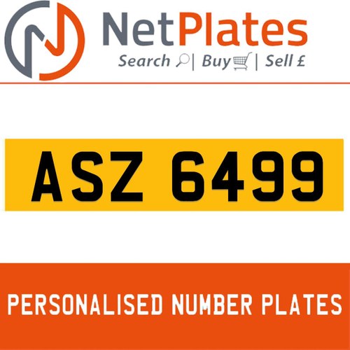 1900 ASZ 6499 Private Number Plate from NetPlates Ltd In vendita