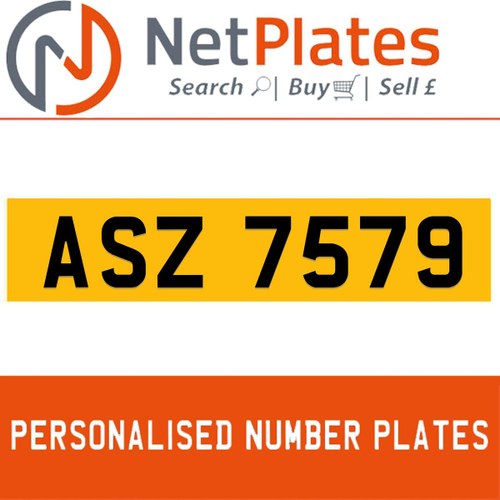 1900 ASZ 7579 Private Number Plate from NetPlates Ltd In vendita