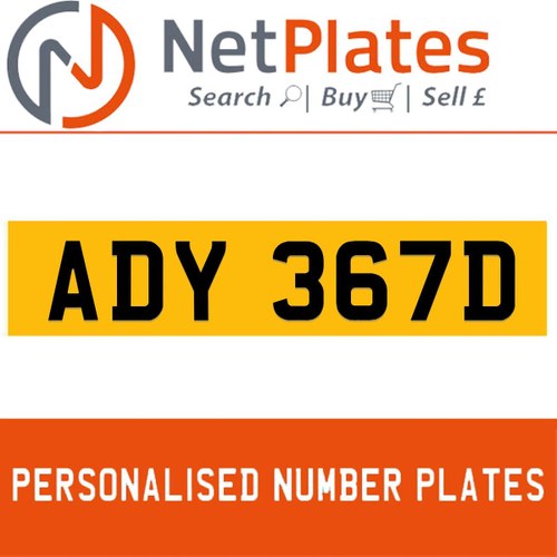1900 ADY 367D Private Number Plate from NetPlates Ltd For Sale