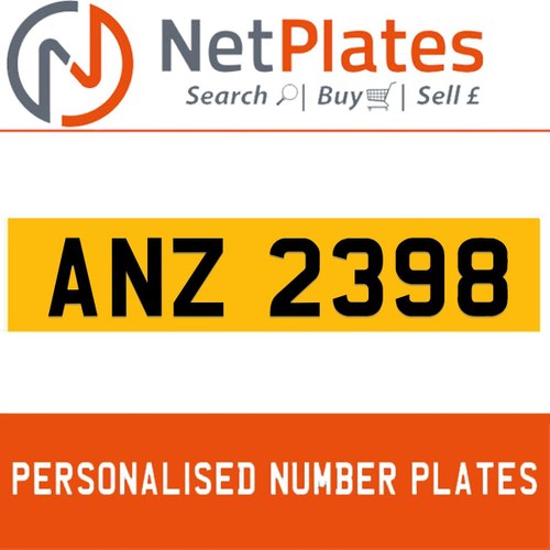 1900 ANZ 2398 Private Number Plate from NetPlates Ltd In vendita