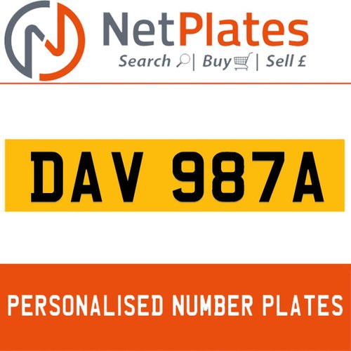 1900 DAV 987A Private Number Plate from NetPlates Ltd In vendita