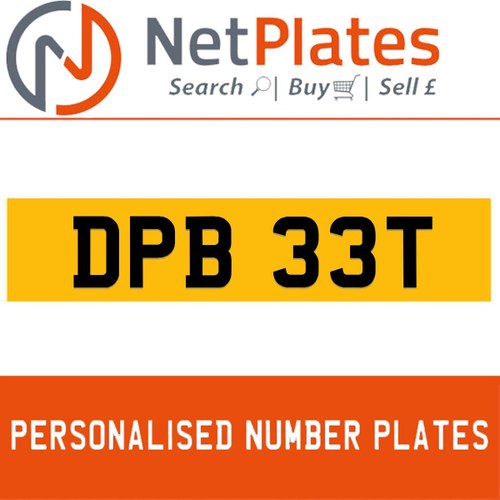 1900 DPB 33T Private Number Plate from NetPlates Ltd In vendita