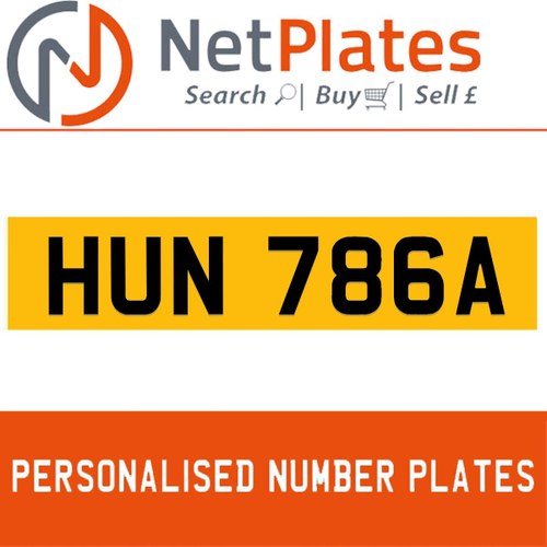 1900 HUN 786A Private Number Plate from NetPlates Ltd In vendita