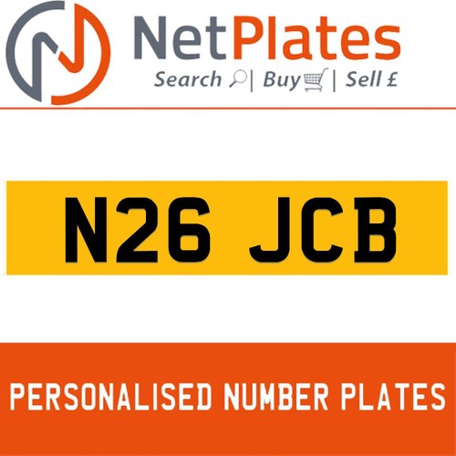 1900 N26 JCB Private Number Plate from NetPlates Ltd For Sale