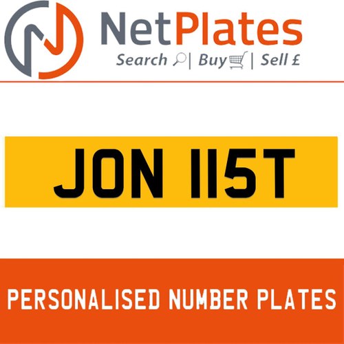1900 JON 115T Private Number Plate from NetPlates Ltd For Sale
