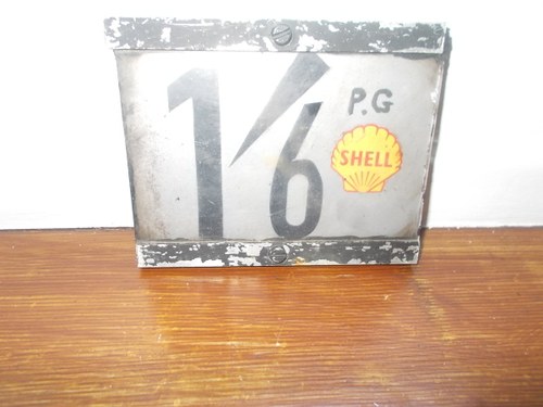 1950 SHELL PETROL PRICE TAG SIGN FOR FUEL PUMP For Sale