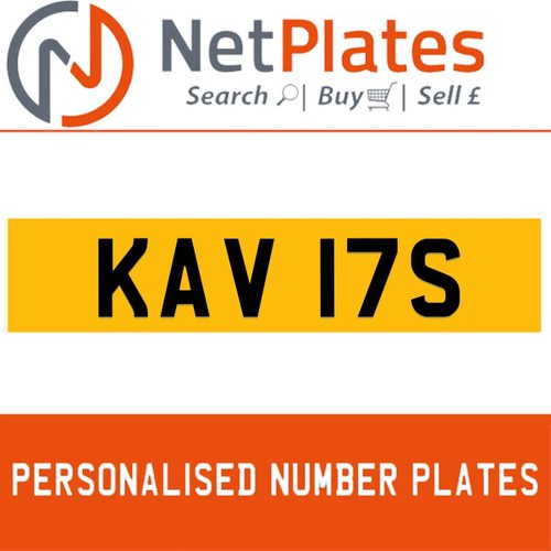 1900 KAV 17S PERSONALISED PRIVATE CHERISHED DVLA NUMBER PLATE For Sale