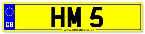 1902 Cherished Number Plate: HM 5 For Sale