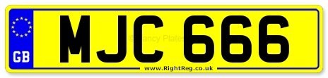 1902 Cherished Number Plate: MJC 666 For Sale